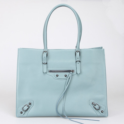 Sea blue Genuine Leather Tote Shoulder bag-117331