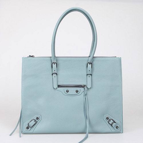 Sea blue Genuine Leather Tote Shoulder bag-117332