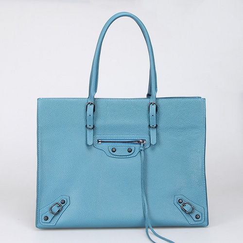 Sea blue Genuine Leather Tote Shoulder bag-117333