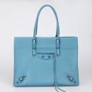 Sea blue Genuine Leather Tote Shoulder bag-117333